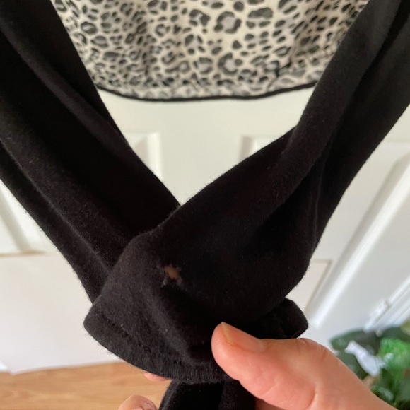 Cheetah print long sleeve blouse medium sheer cotton Black gray silver fun sexy - Picture 5 of 9